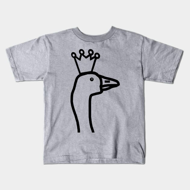 Portrait of a Cute Goose Wearing a Crown Outline Kids T-Shirt by ellenhenryart